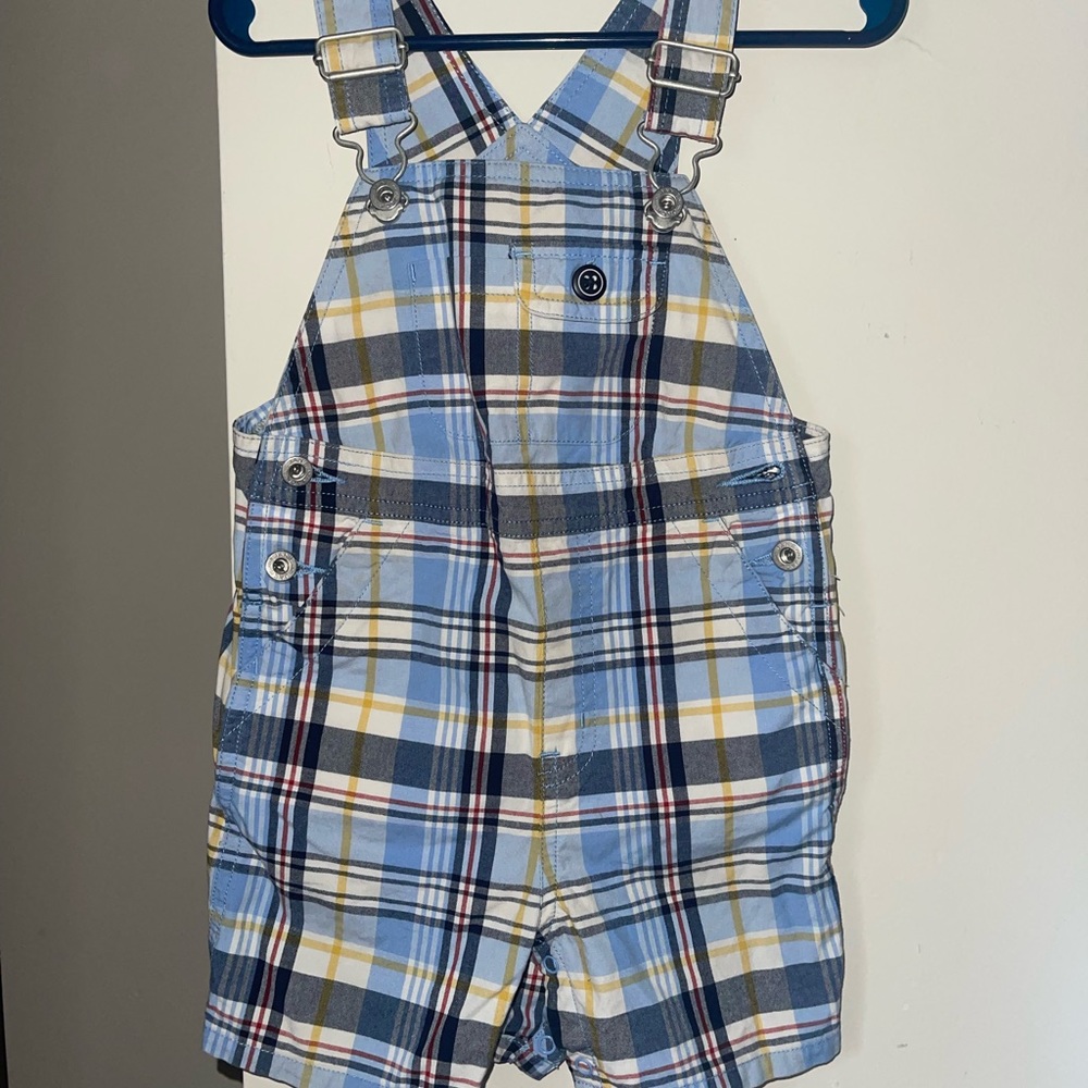 Janie and Jack 12-18 months plaid overalls